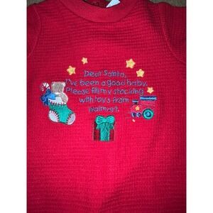 Vintage Christmas Footed Pajamas‎ Size 0-3 Months Dear Santa Romper Baby Red